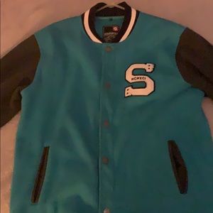 Teal & Grey letterman button up sweatshirt!